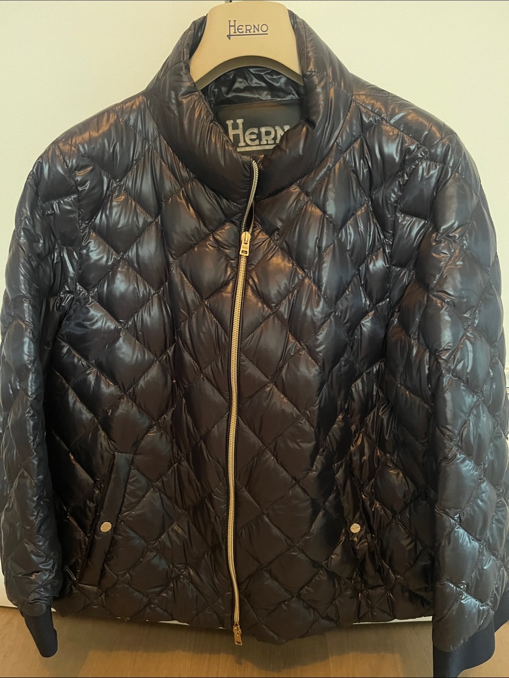 Herno dark blue Quilted Packable Down Jacket with Gold Zip